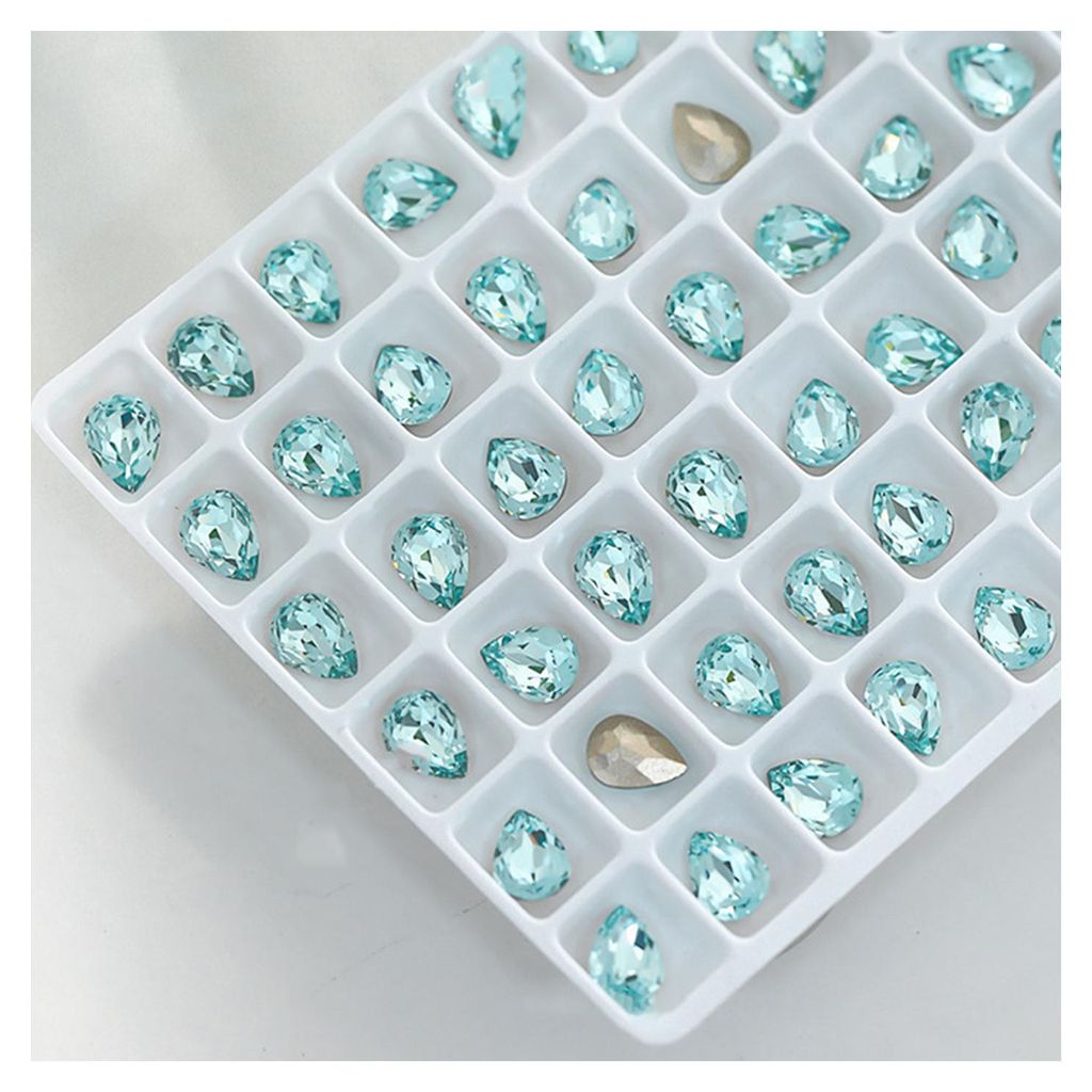 1 Paar 3D-Strass-Nagelkunst-Anhänger in Hellmeerblau mit geometrischem Kristall-Imitat für Nageldesign, DIY-Bastelarbeiten und Nageldekoration