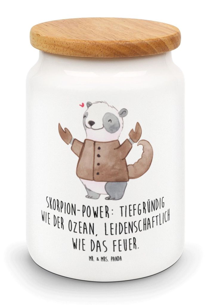 Mr. & Mrs. Panda Kaffeedose Skorpion Astrologie - Weiß - Geschenk, Sternzeichen, Tierkreiszeichen, behälter, Keksdose, Lebensmittelbehälter, Vor...