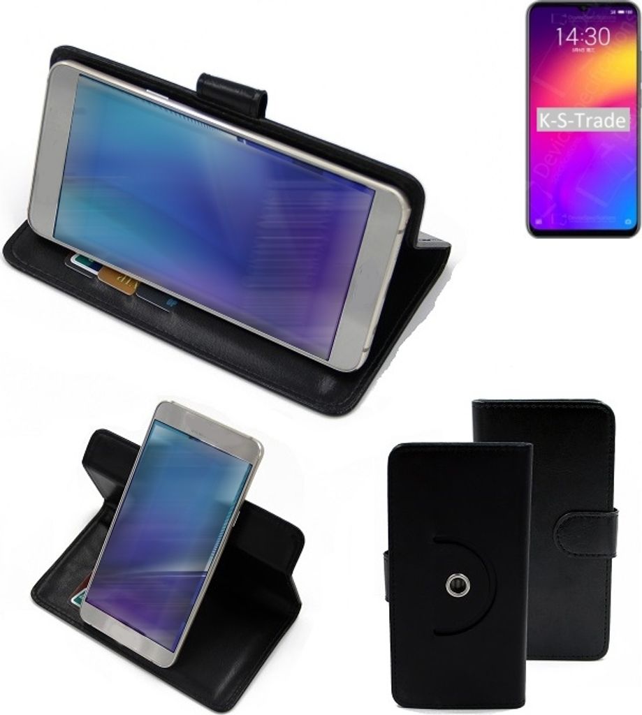 K-S-Trade Case Schutz-Hülle Handy-Hülle kompatibel mit Meizu Note 9 Flipcase Smartphone Cover Handy Schutz Tasche Bookstyle Walletcase schwarz