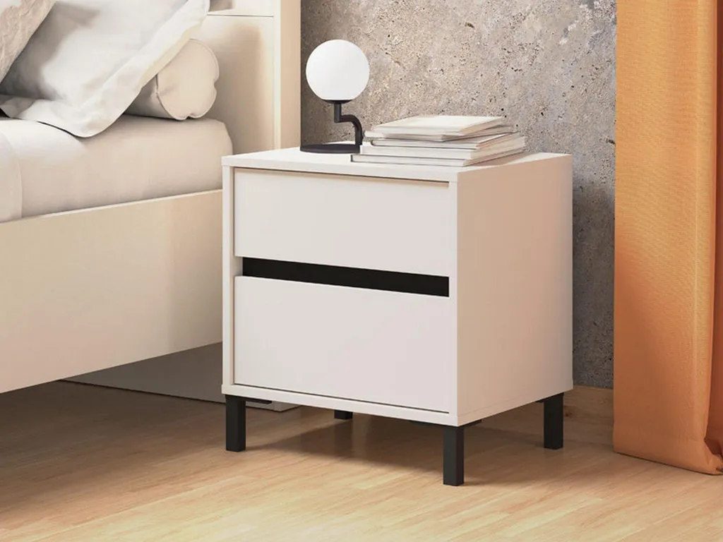 Table de Chevet Blanche avec Étagère Combatte pour Suite Parentale - 2