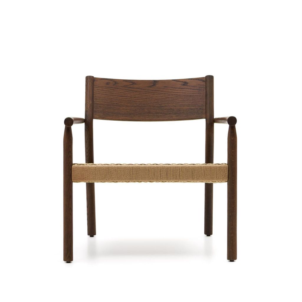 Sessel Yalia 73 x 75 x 72 cm Eichenholz Nussbaum-Finish Papierseil