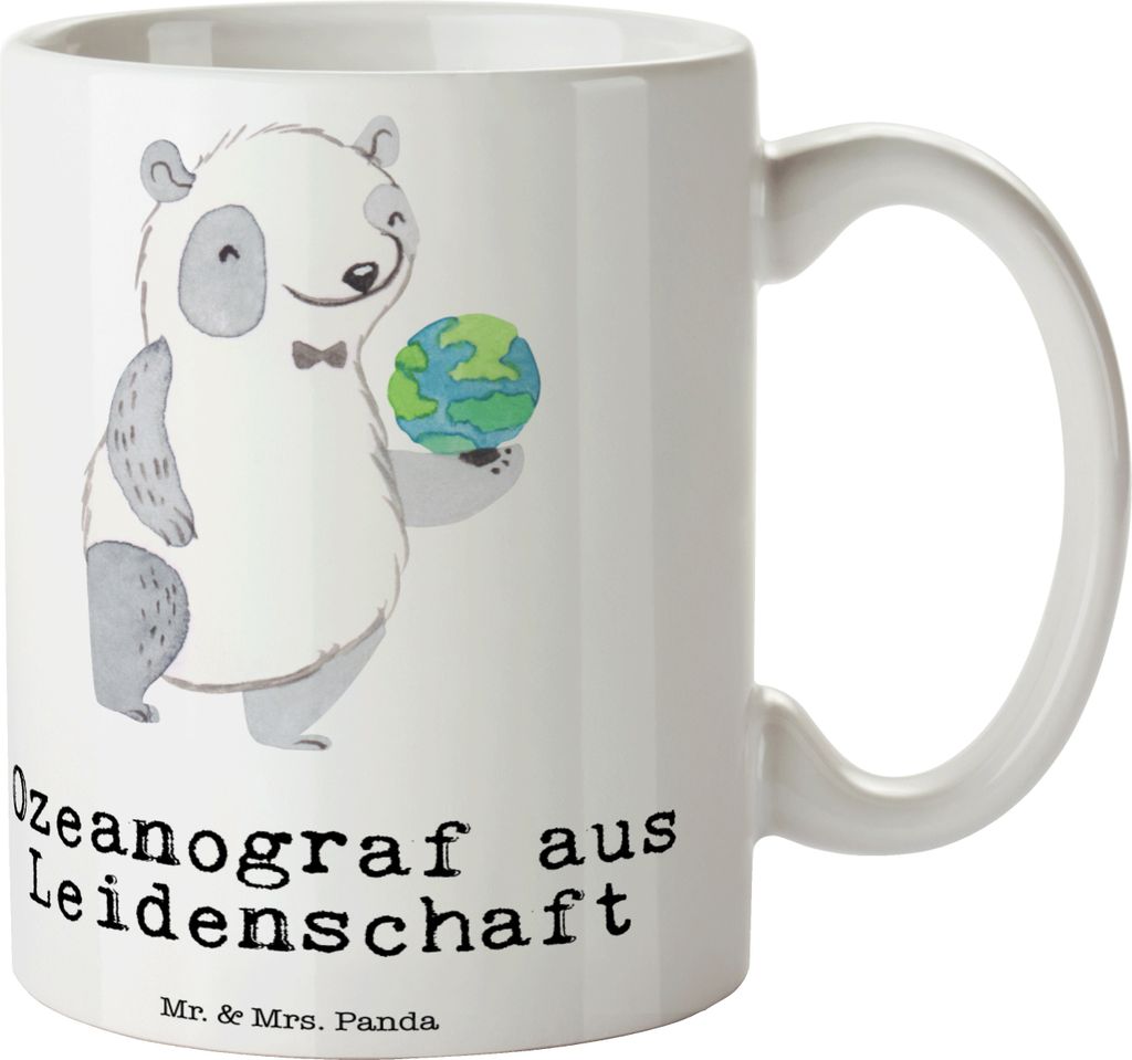 Mr. & Mrs. Panda Kaffeebecher Ozeanograf Leidenschaft - Weiß - Geschenk, Becher, Lustig, Spruch, Meeresbiologe, Studium, Trinkbecher, Kaffeetasse,...
