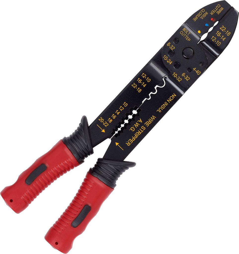 KREATOR Crimpzange Abisolierzange Kabelschuh Schneid- und Quetschzange - KRT615101