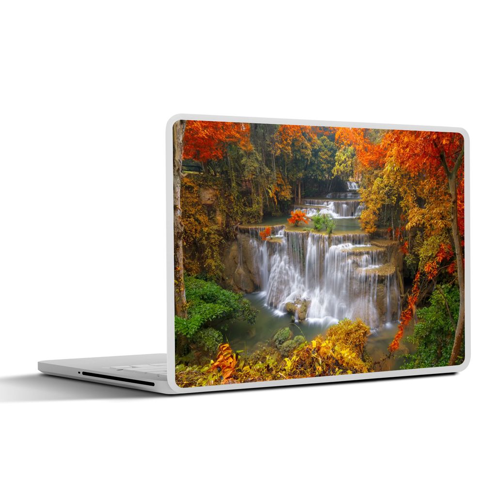 MuchoWow Laptop Aufkleber Sticker Cover Bäume - Wasserfall - Herbst 30x21 cm - Sticker für Laptop - Selbstklebend