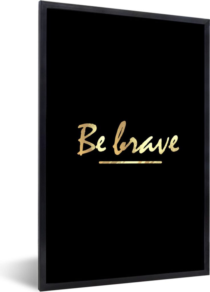 MuchoWow Gerahmtes Poster Zitate - Gold - Schwarz 40x60 cm - Poster mit Schwarzem Bilderrahmen Wandposter Rahmen Foto Bilder - Papierdruck - Wand...