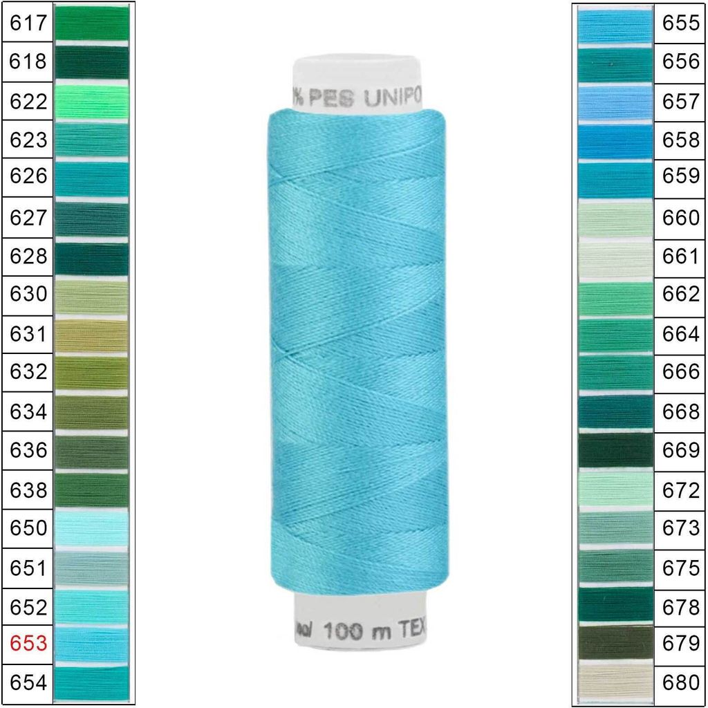 Nähgarn 100m Unipoly 120 Tex14x2 Polyester Nähfaden Nähmaschinengarn Farben 4v6 , Farbe:653
