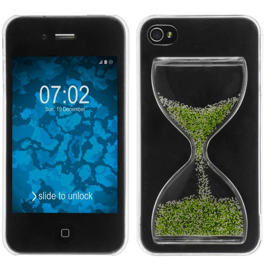 PhoneNatic Case kompatibel mit Apple iPhone 4S - Hülle grün-weiß Sanduhr Hard-case + 2 Schutzfolien