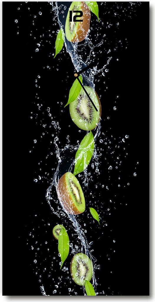 Wanduhr aus Glas – 30x60 cm - Glasbild - Glasuhr - Gehärtetes Glas -Kiwi
