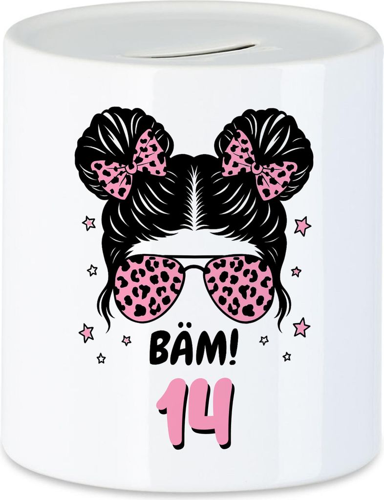 Bäm 14 Geburtstag Spardose Mädchen Geschenk Teenager Kindergeburtstag Partydeko Überraschung cooles Motiv originelle Idee