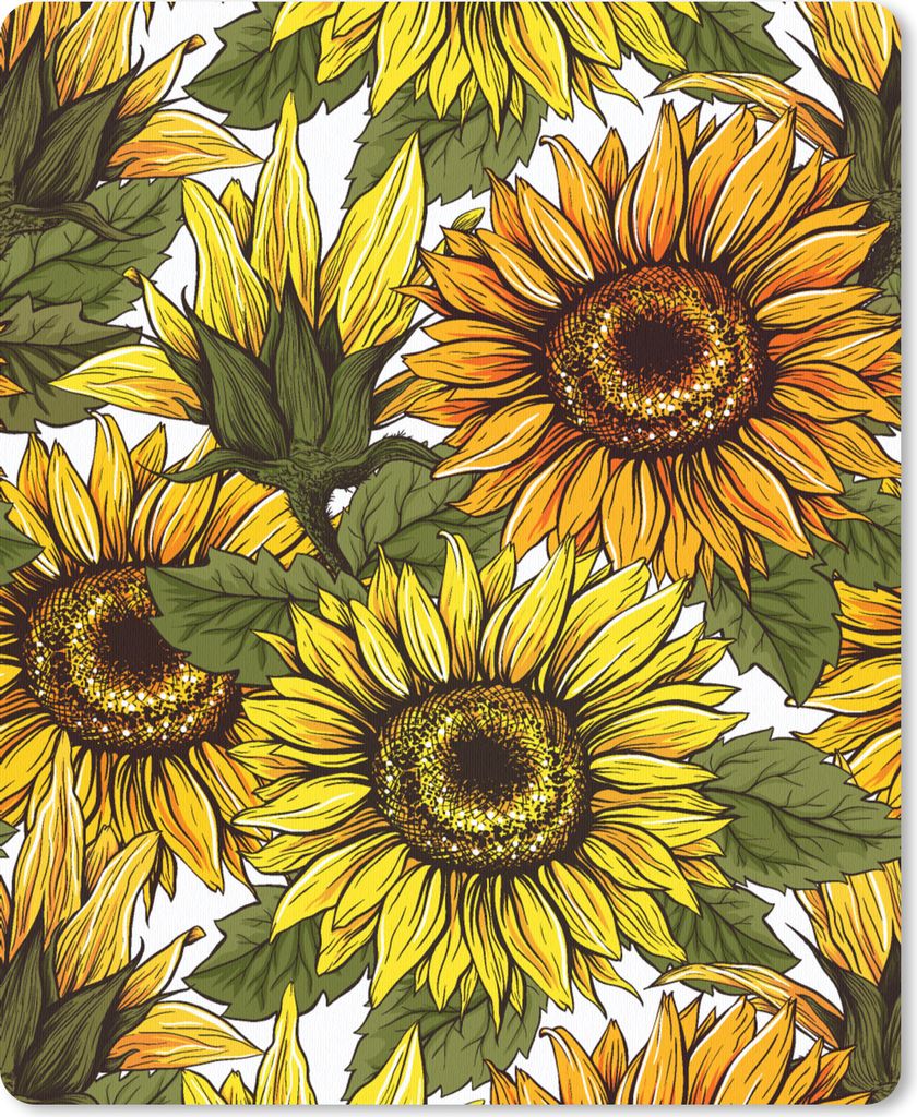 MuchoWow Mauspad Mousepad Sonnenblume - Vintage - Design 19x23 cm - Mousepads - Maus Mat - Pad - Mausunterlage - Mauspads - Spielen