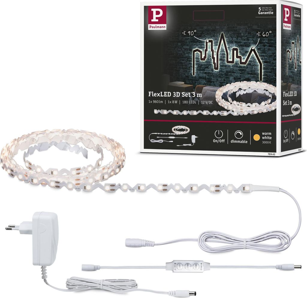 Paulmann FlexLED 3D Basisset 3m Warmweiß Produktbild 