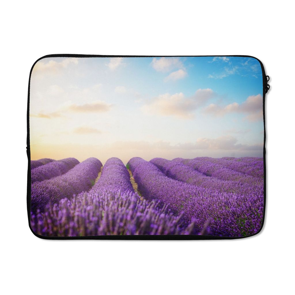 MuchoWow Laptop Hülle 15 Zoll Lavendel - Himmel - Wolken - Blumen Laptoptasche - Laptoptasche - Sleeve - Rundum-Schutz