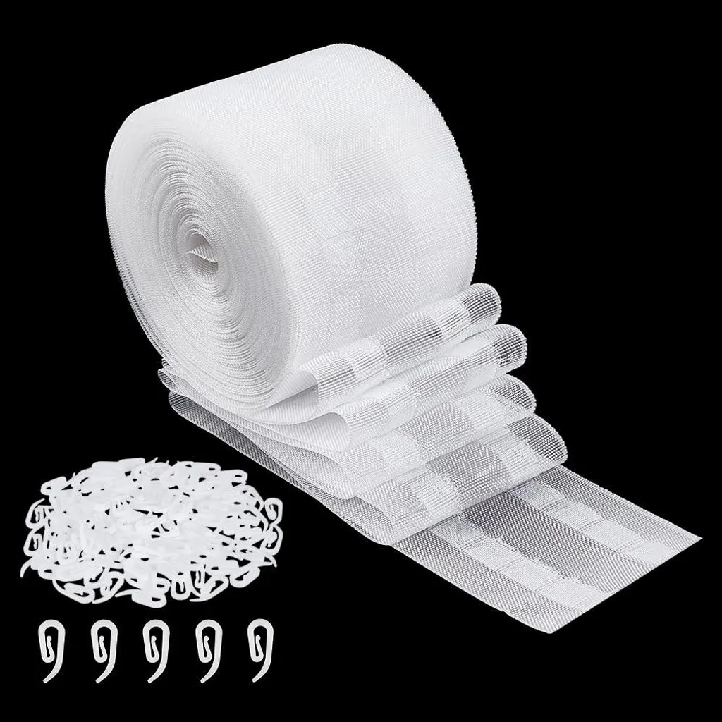 Ruban rideau nylon 10m large 7,1cm transparent haute résistance 100 attaches