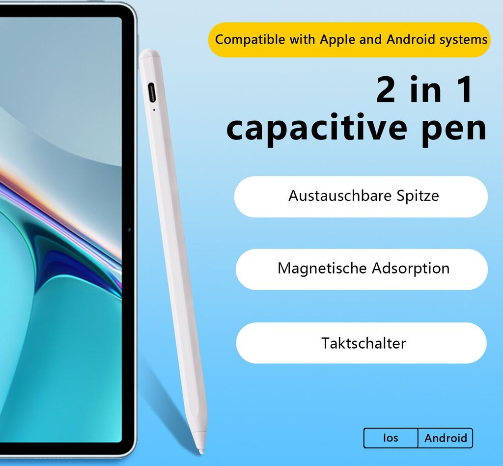 Die magnetische Schutzhülle des hochempfindlichen kapazitiven Eingabestifts für Touchscreens ist universell für Pro/Air/Android/Microsoft und an...