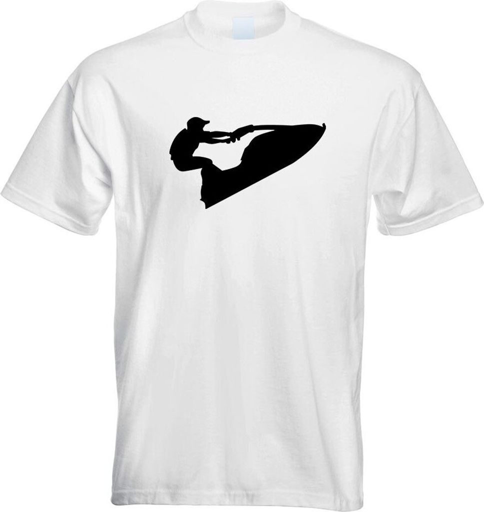 Kiwistar - T-Shirt - Weiss - Jet-Ski Jetboot Fahrer Figur Motiv Bedruckt Funshirt Design Print - mit Motiv Bedruckt - Funshirt Design - Sport - Fre...