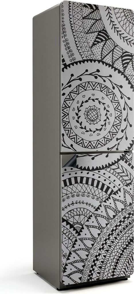 Mandala-Muster in Kreisen – Magnetische Kühlschrank Abdeckung – Dekorfolie magnetisch Küche – Kühlschrank Magnet Deko – selbstklebende M...