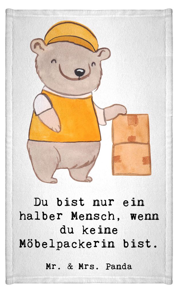 Mr. & Mrs. Panda Handtuch Möbelpackerin Herz - Weiß - Geschenk, Frotteetuch, Klein, Spruch, Gästehandtuch Saugfähig, Kleines, Umzugsfirma, Umzu...