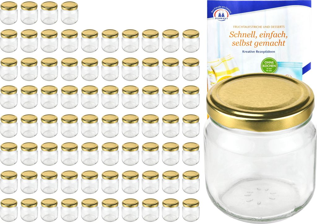 zestaw 75 okrągłych słoików o pojemności 212 ml ze złotą Zdjęcie produktu 
