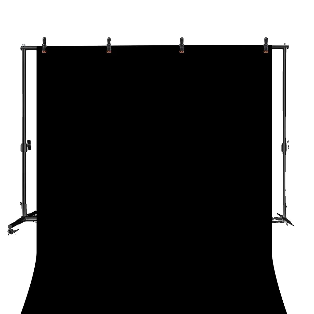 Fond de Studio Photo 2x3m Noir avec Support Mobile pour Shooting
