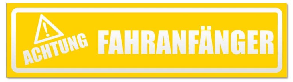 Kiwistar - Autoaufkleber - Gelb - 30 x 8 cm - Achtung Fahranfänger invertiert - Hinweis Aufkleber Sticker für Auto, Kfz, Fahrrad, PKW, LKW