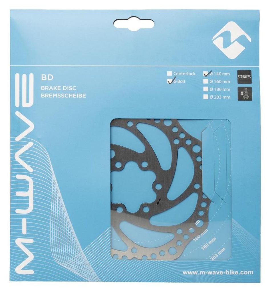 M-WAVE Bremsscheibe BD-140 Ø140mm Edelstahl 6Loch silber. Produktbild 