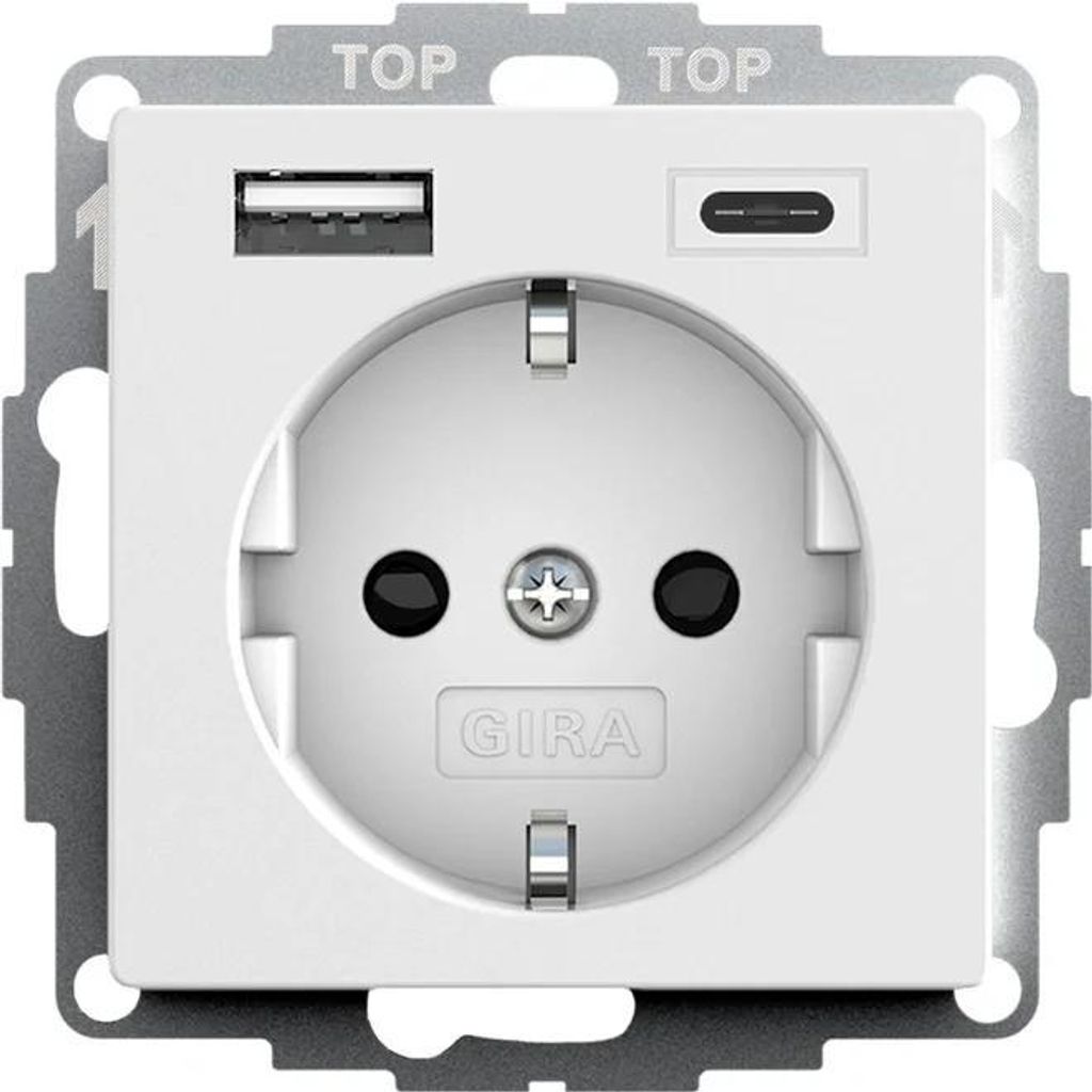 Prise SCHUKO Gira, alimentation USB, double, type A/C, Image du produit 