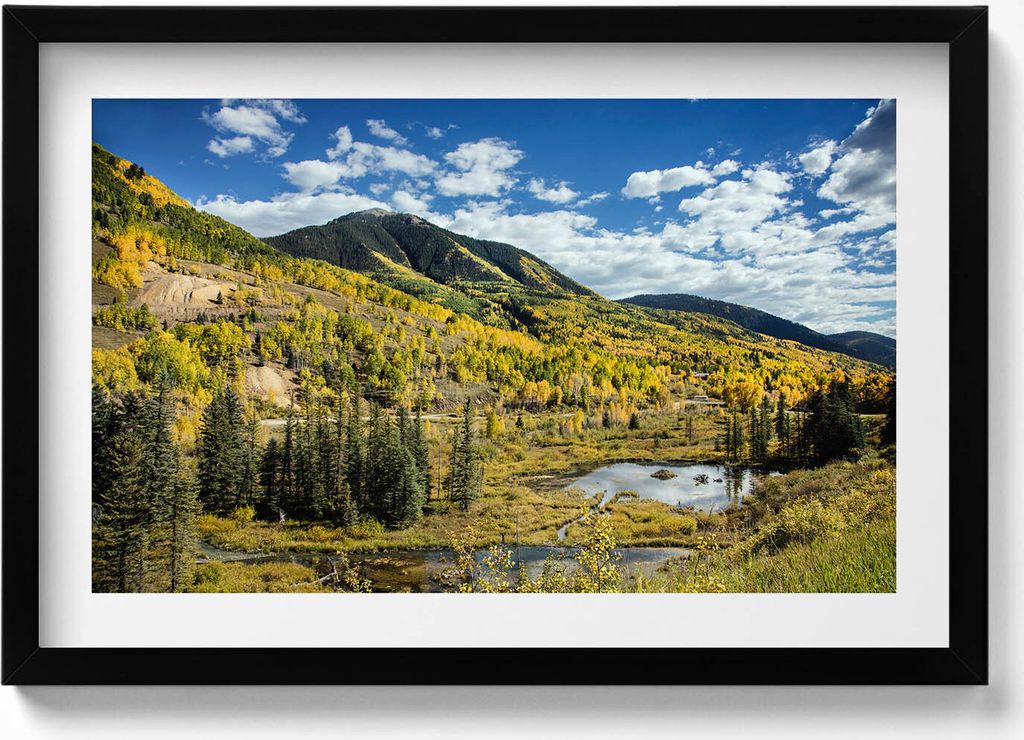 Landschaft Bergvegetation– Wandbild mit Rahmen – Gerahmtes Bild – Wanddekoration – 60x40 cm – Schwarz Rahmen