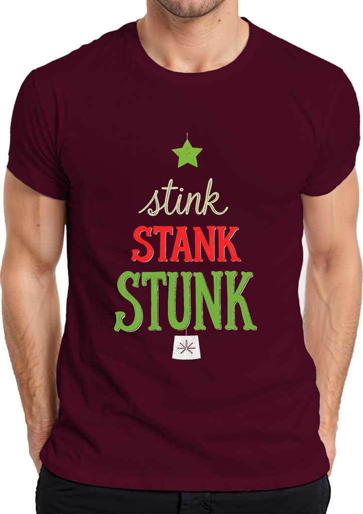 stink STANK STUNK Weihnachten Grinch Lustig Geschenk Humor Spaß Herren T-Shirt, Burgundy, S