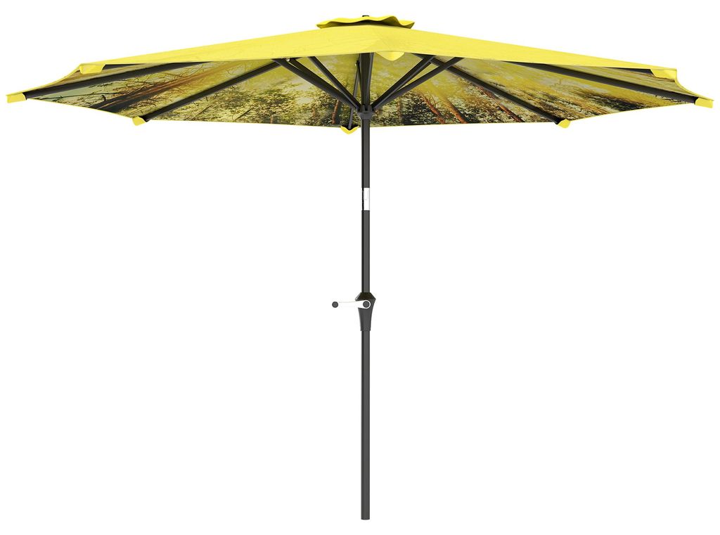 Sonnenschirm Ø300 cm, Sonnenschirm mit Handkurbel, achteckig Balkonschirm Gelb, 294,0x294,0x247,0 cm, stabil, für Garten und Terrasse