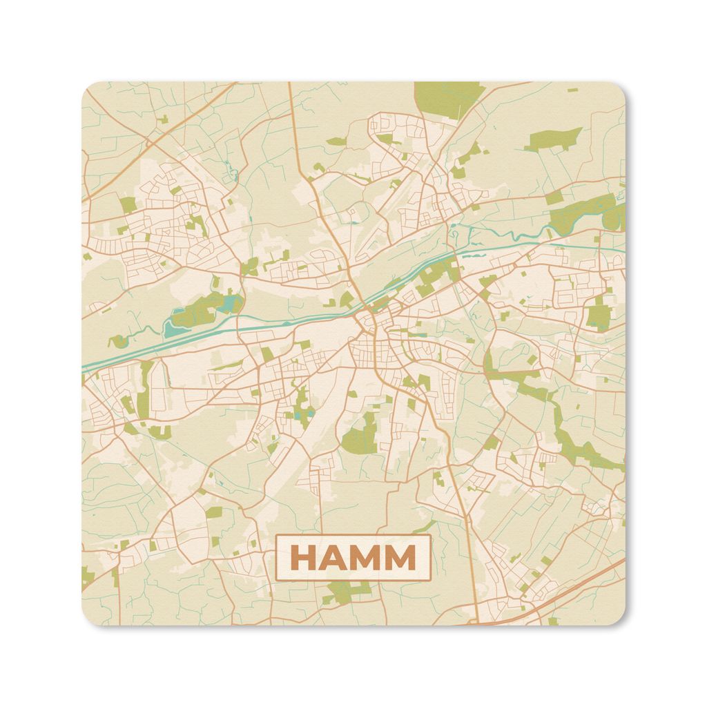 MuchoWow Mauspad Mousepad Karte - Hamm - Vintage - Stadtplan - Karte 20x20 cm - Mousepads - Maus Mat - Pad - Mausunterlage - Desk Mat - Bureauart...