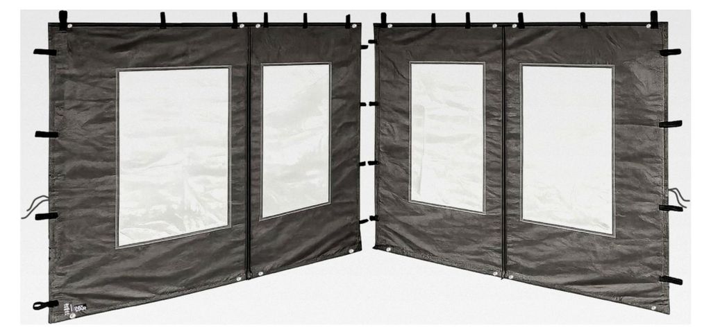 2 Seitenteile aus PE mit Fenster 300x195cm für Pavillon 3x3m Seitenwand in Anthrazit RAL 7012
