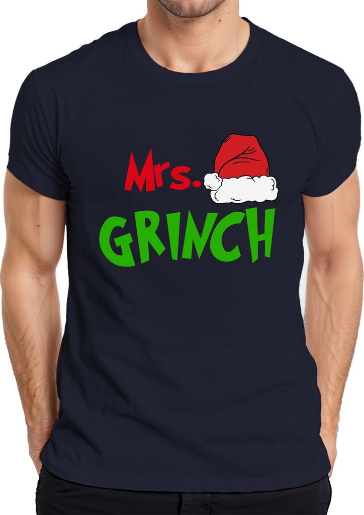 Mrs Grinch Familie Ehepaare Frau Partneroutfit - Weihnachten Christmas Xmas Herren T-Shirt, Navy, 3XL