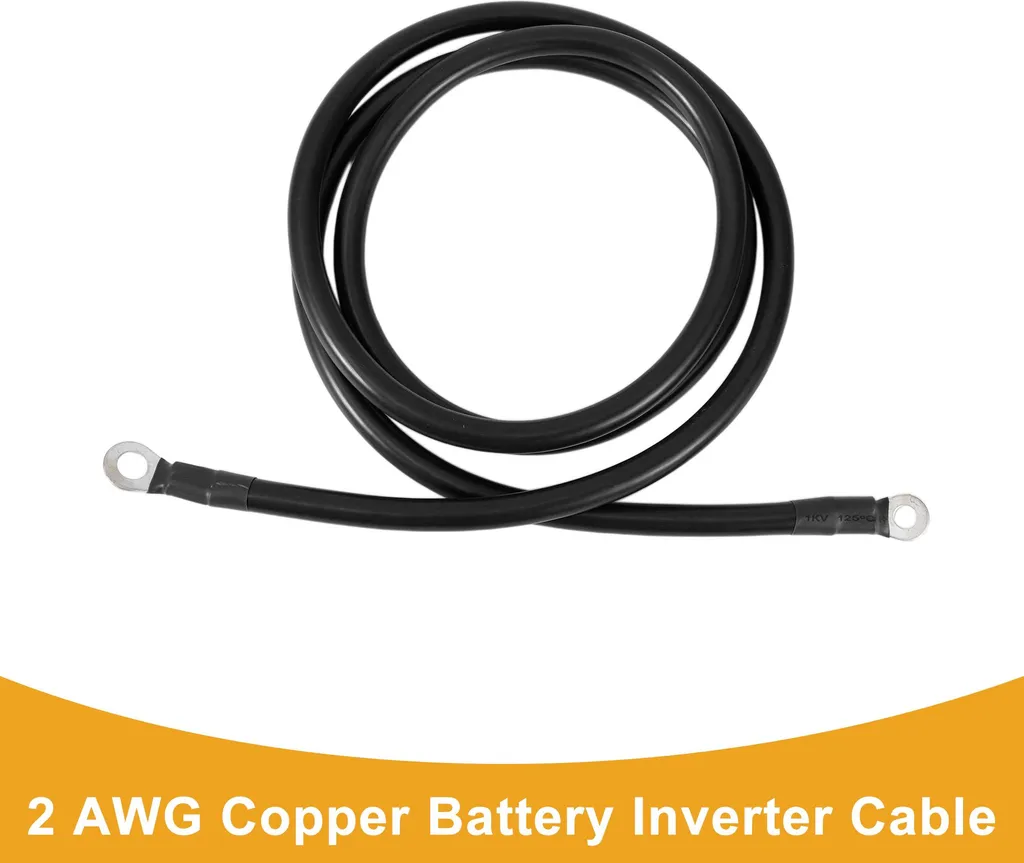 Câble de Batterie pour Onduleur et Solaire 180cm 2AWG Section 35mm² Noir