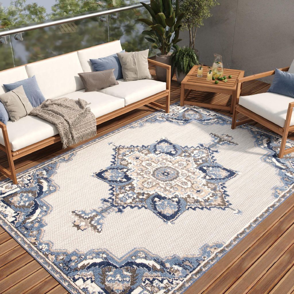 Tapiso Teppich PATIO Outdoor – Balkon und Terrassen Teppich, wetterfest & pflegeleicht 120 x 170 cm