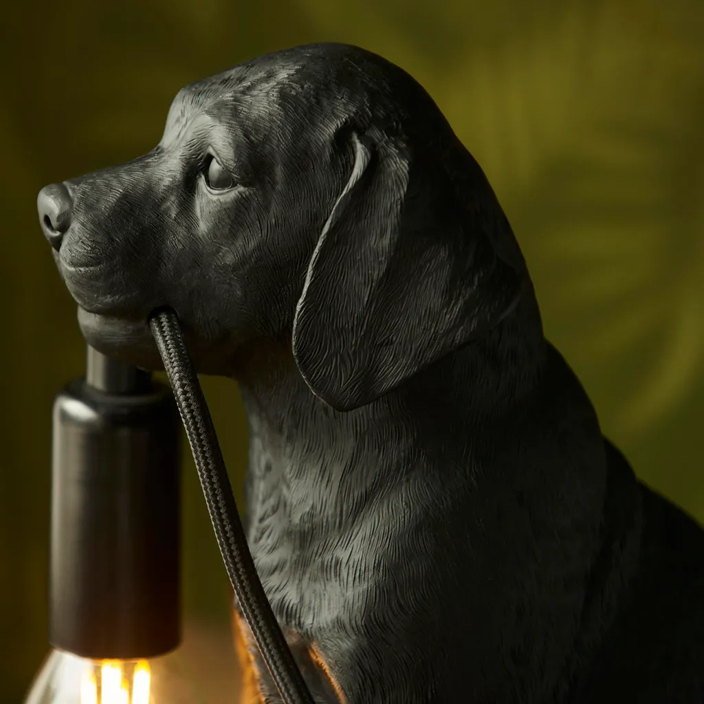 Lampe de chevet enfant ou salon Labrador noir mat décoration Endon
