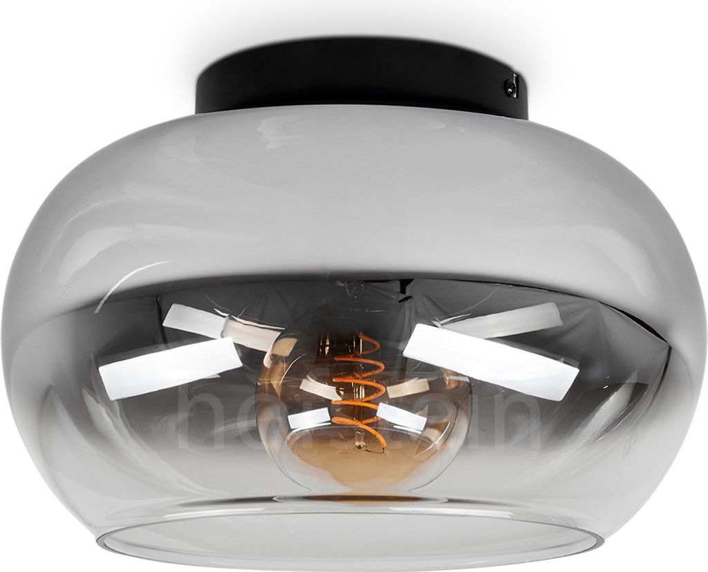 Cardeto »Cardeto« Deckenlampe aus Metall/Glas in Schwarz/Rauchfarben/Klar