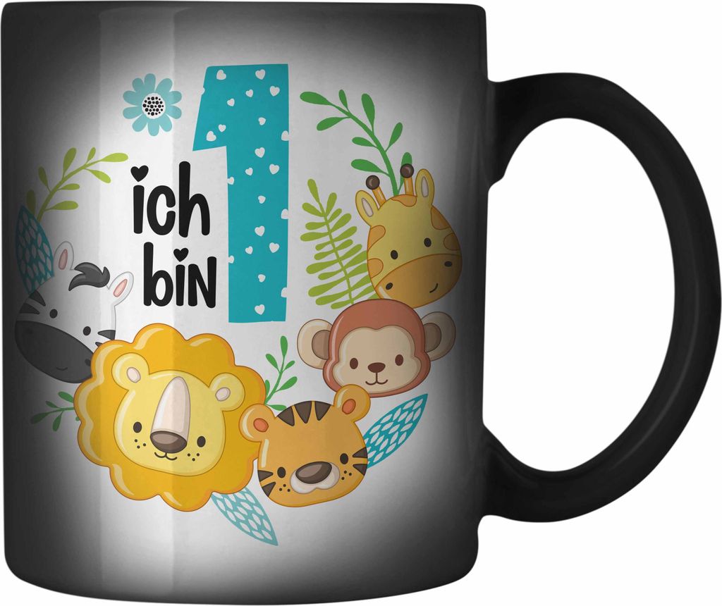 Trendation - 1. Geburtstag Farbwechsel Zauber-Tasse Geschenk Becher Erster Bday Geschenkidee 1 Jahr Alt Baby Junge Mädchen KakaoFarbwechsel Zauber...