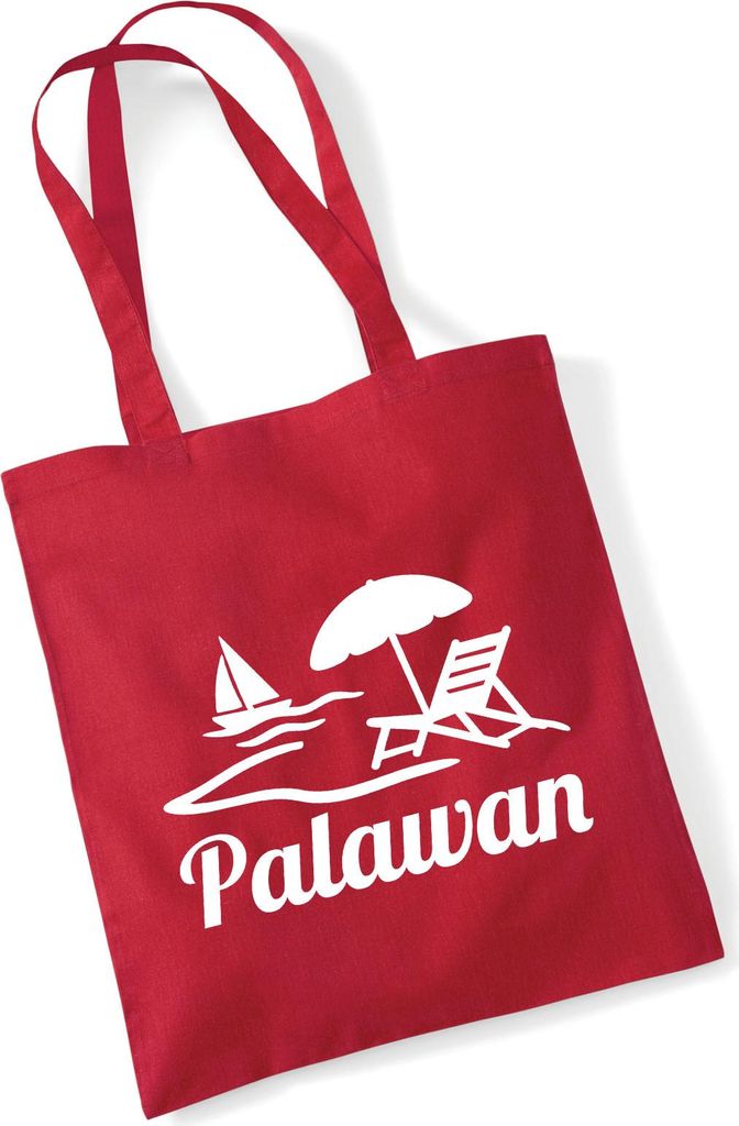 Huuraa Jutebeutel Palawan Inselmotiv Philippinen 10 Liter Classic Red Baumwolle Tasche Geschenkidee