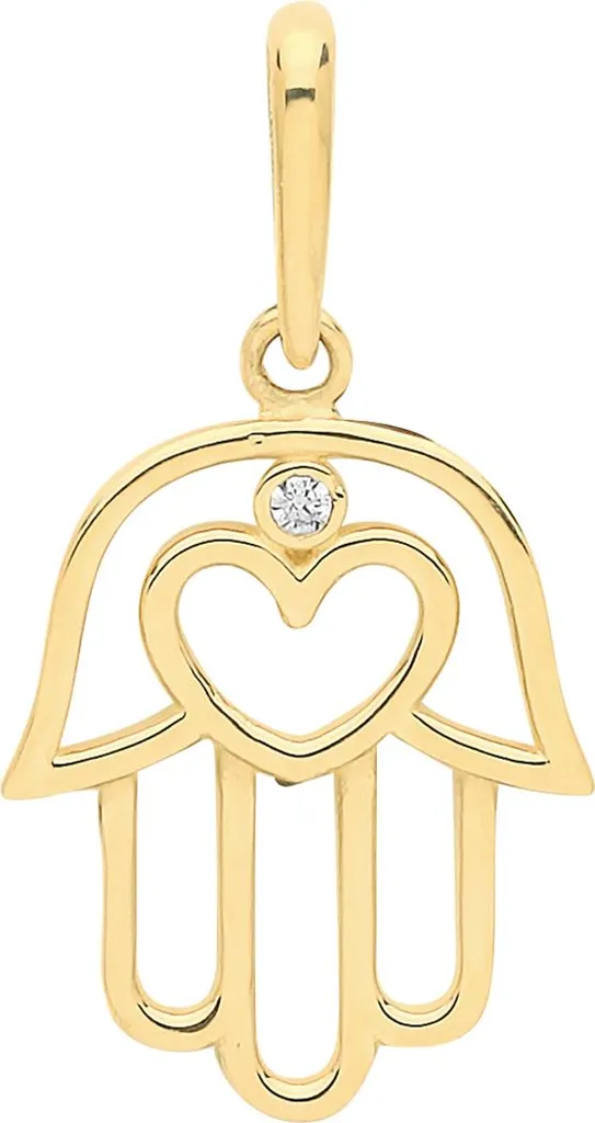 Pendentif Or 375/1000 Main de Fatma 25mm et Coeur Central - TRS28233