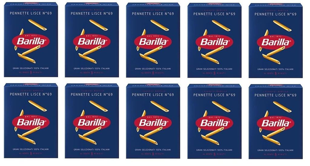 10x Pasta Barilla Pennette Lisce Nr. 69 Italienisch Nudeln 500g Pack