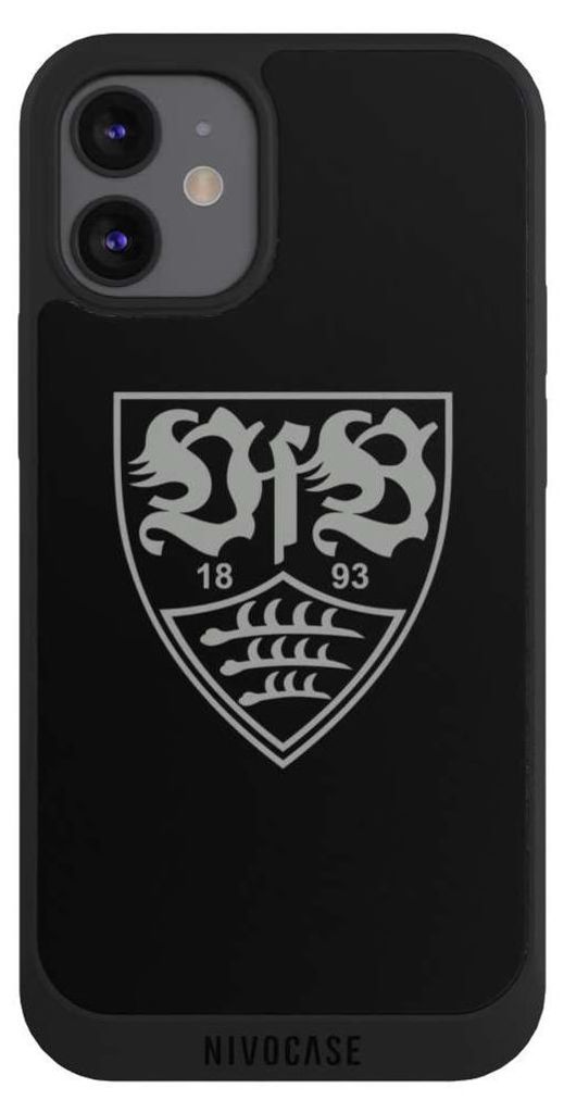 NIVOCASE Handyhülle für Apple iPhone 12 mini Hülle NIVOpure Case Schwarz Logo Offizielles Lizenzprodukt VfB Stuttgart