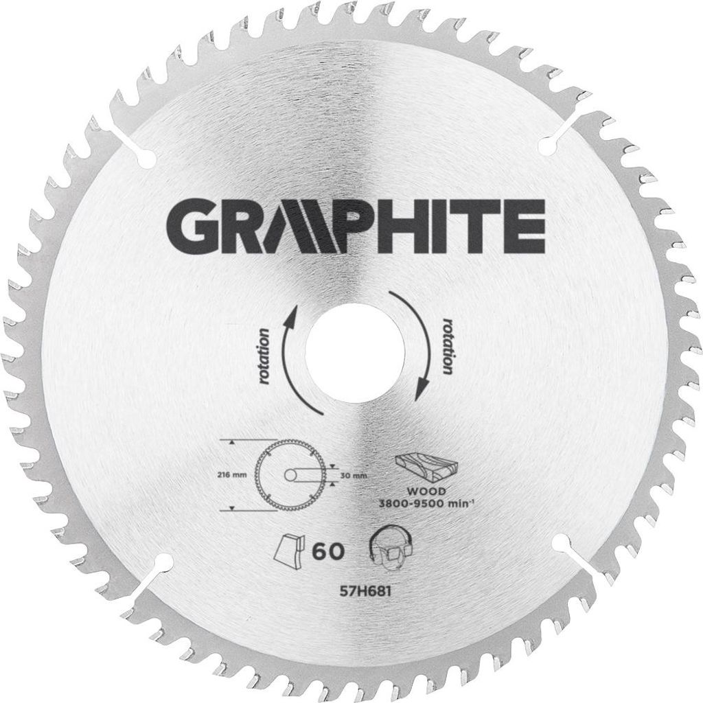 GRAPHITE Pilový kotúč, široký, 216 x 30 mm, 60 zubov Obrázok produktu 