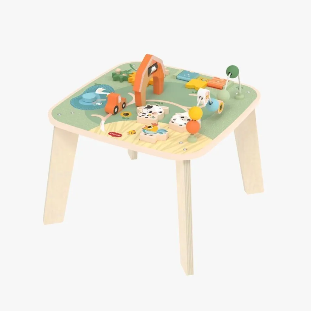 Table d'activités bébé en bois Tiny Love labyrinthe et puzzle 45x45 cm