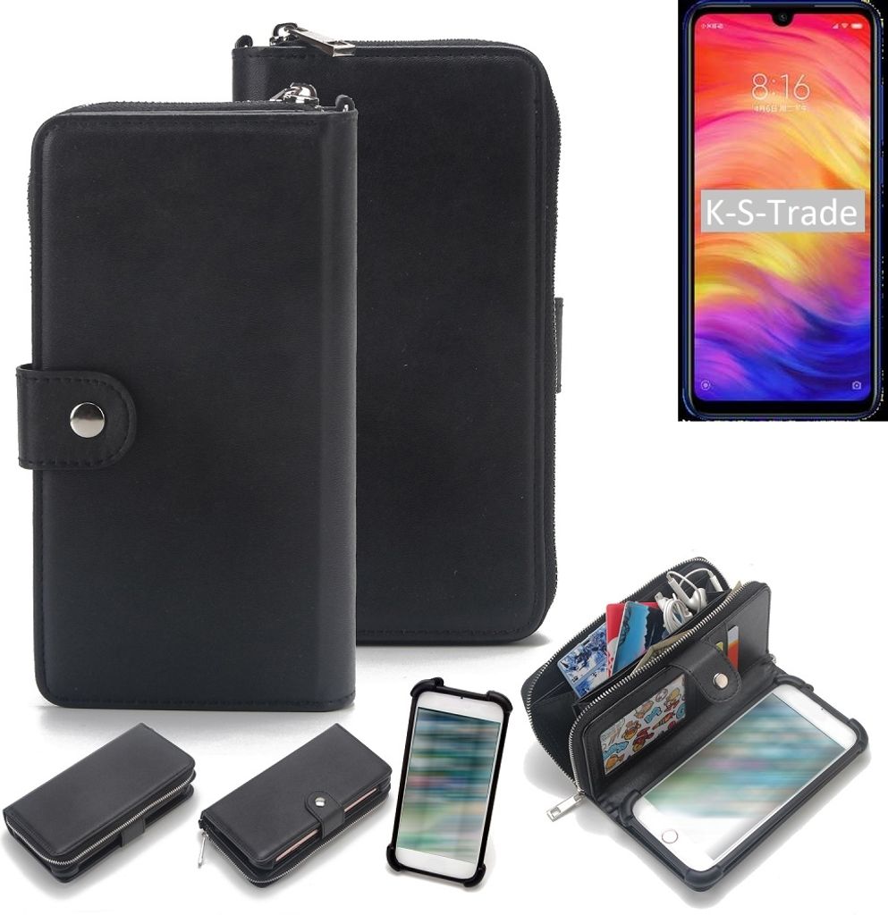 K-S-Trade 2in1 Handyhülle Schutzhülle kompatibel mit Xiaomi Redmi Note 7 Pro & Portemonnee Cover Handy Hülle Case Etui Geldbörse Wallet Bookstyle