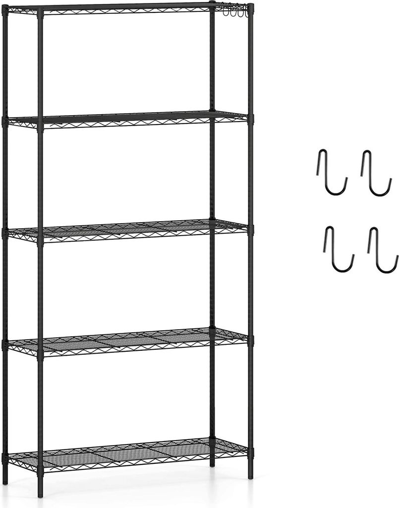 5-stufiges, verstellbares Metallregal - Robuste Ausführung