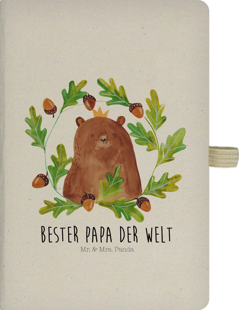 Mr. & Mrs. Panda Schreibbuch Bär König - Transparent - Geschenk, Teddy, Reisetagebuch, Vater, Papa, Notizbuch A5, Skizzenbuch, Adressbuch, Bester...