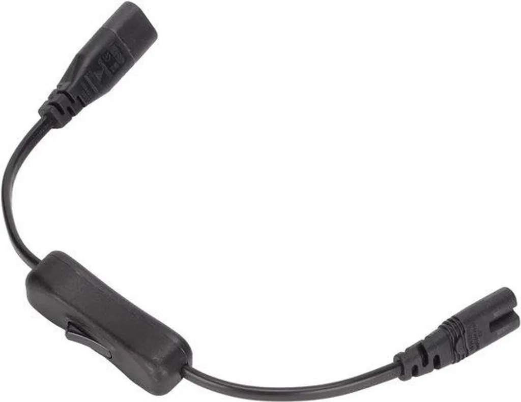 Rallonge secteur C8 vers C7 2,5A 250V avec interrupteur noir de 2 mètres