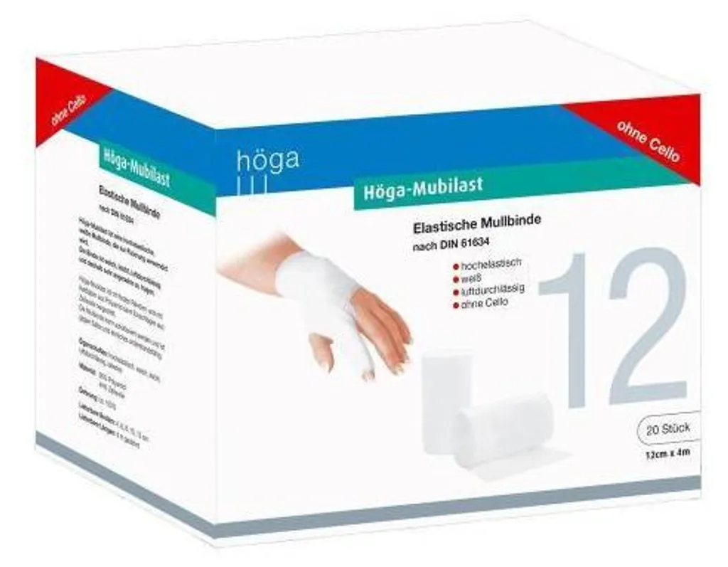 Bande de Gaz de Fixation Extensible 12cmx4m Höga-Mubilast Lot de 20