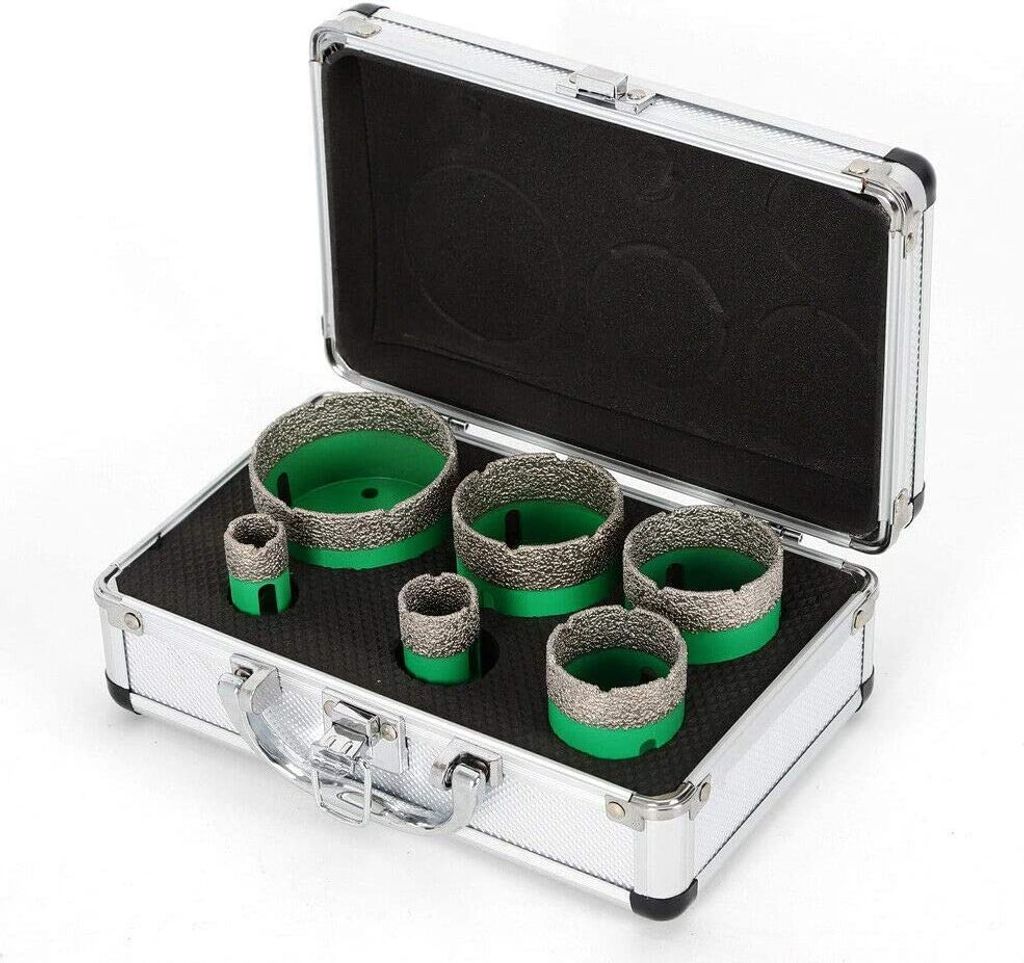 6x Diamant Bohrkronen Set Fliesenbohrer Lochsäge Set Bohrer-Werkzeugsatz Fliesenbohrer Feinsteinzeug kit Lochsägen für Glaskeramik-Porzellanflie...