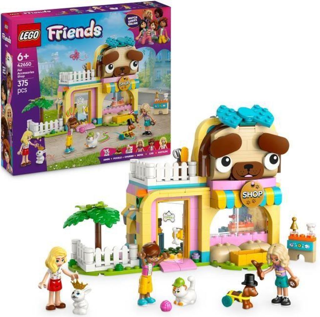 LEGO Friends Boutique d'Accessoires pour Animaux de Compagnie 42650, Bauset mit 3 Mini-Puppen und 3 Tieren, Spielzeug ab 6 Jahren